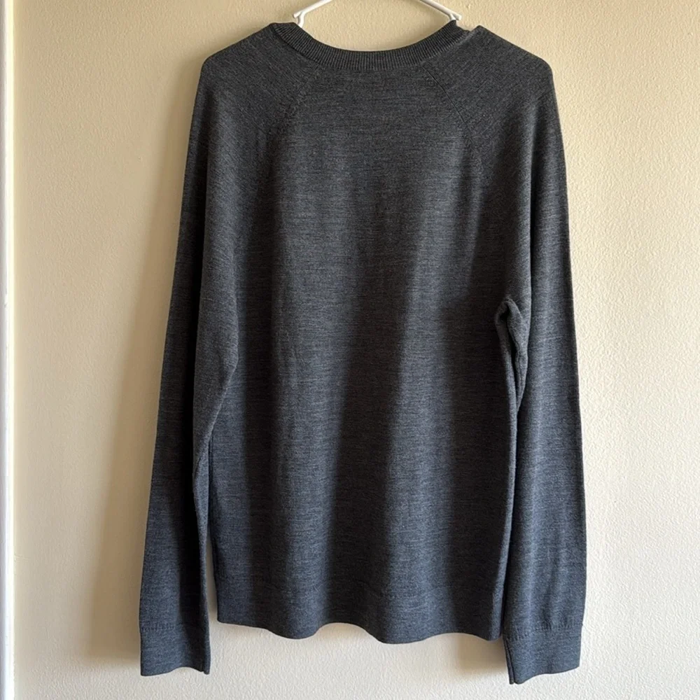 Theory Dermont Crewneck Merino Wool Soft Luster Plus Grey Sweater